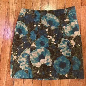 Anthropologie Floral Corduroy Pencil Skirt Size 4